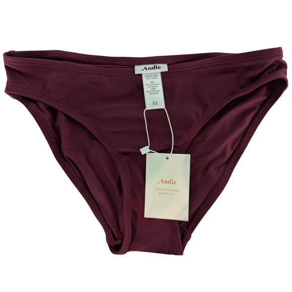 Andie Other - Andie Swim Bikini Bottom Plum Red Hipster
